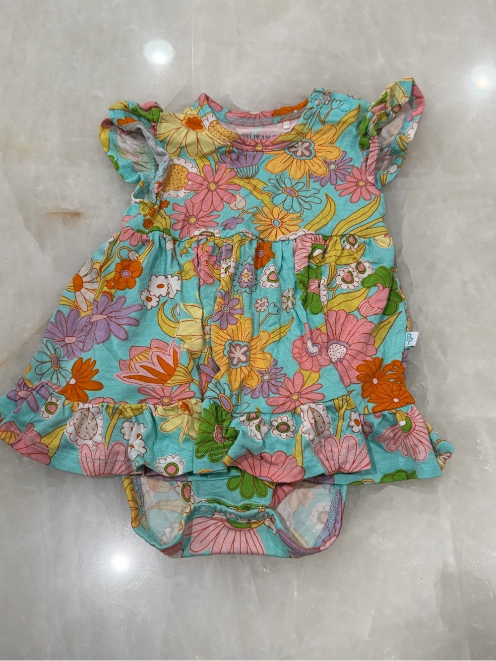 Posh Peanut Floral Ruffle twirl dress - Aqua, Pink, Yellow, Orange